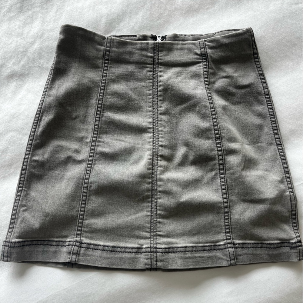 Gray Denim Mini Skirt